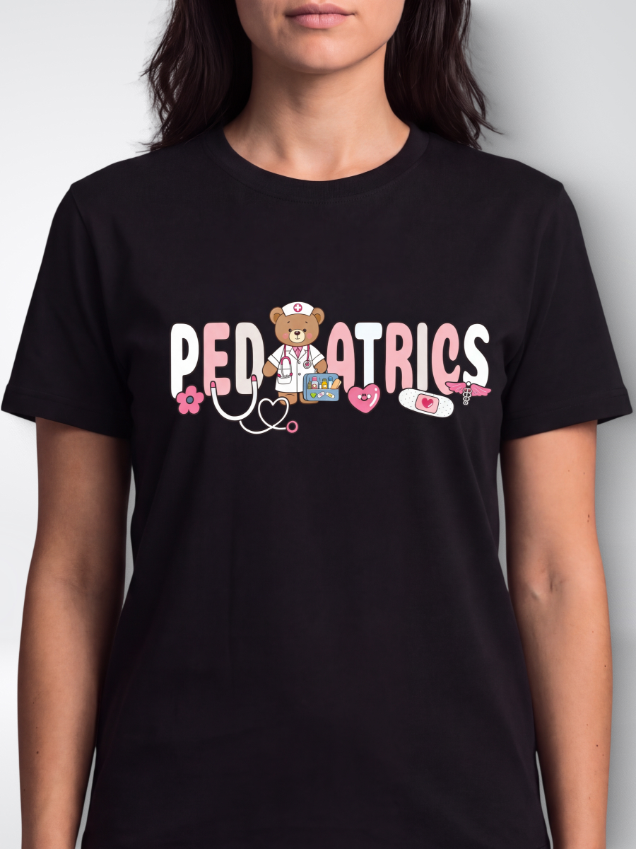 Медицинская футболка хлопковая с рисунком Медвежонок
